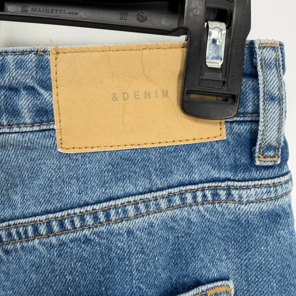H&M 90s Straight Jeans Womens 6 Blue Distressed Ripped High Rise Grunge‎ Skater